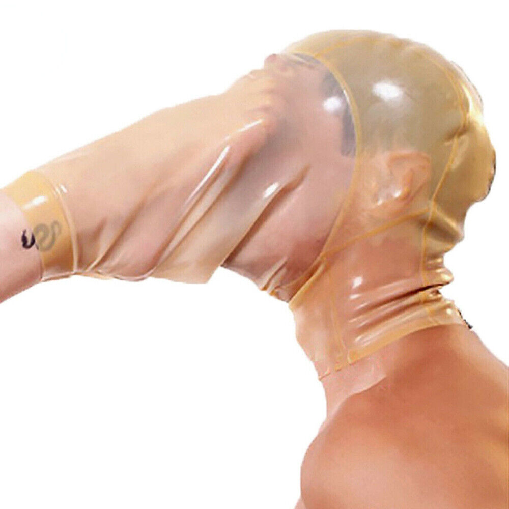 z Latex Hood Fetish Spoof Feet Sleeve Rubber Mask BDSM Catsuit Party Cosplay